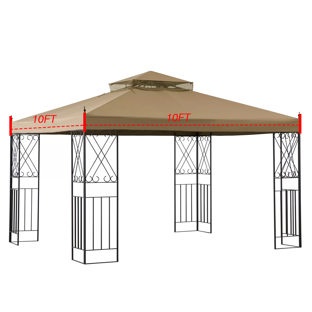 Haideng heavy duty 10x10 replacement canopy top gazebo cover two tier for outdoor