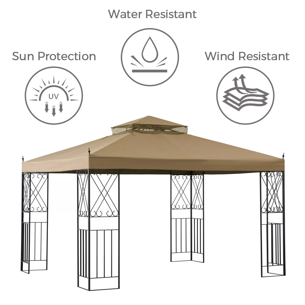 Haideng heavy duty 10x10 replacement canopy top gazebo cover two tier for outdoor