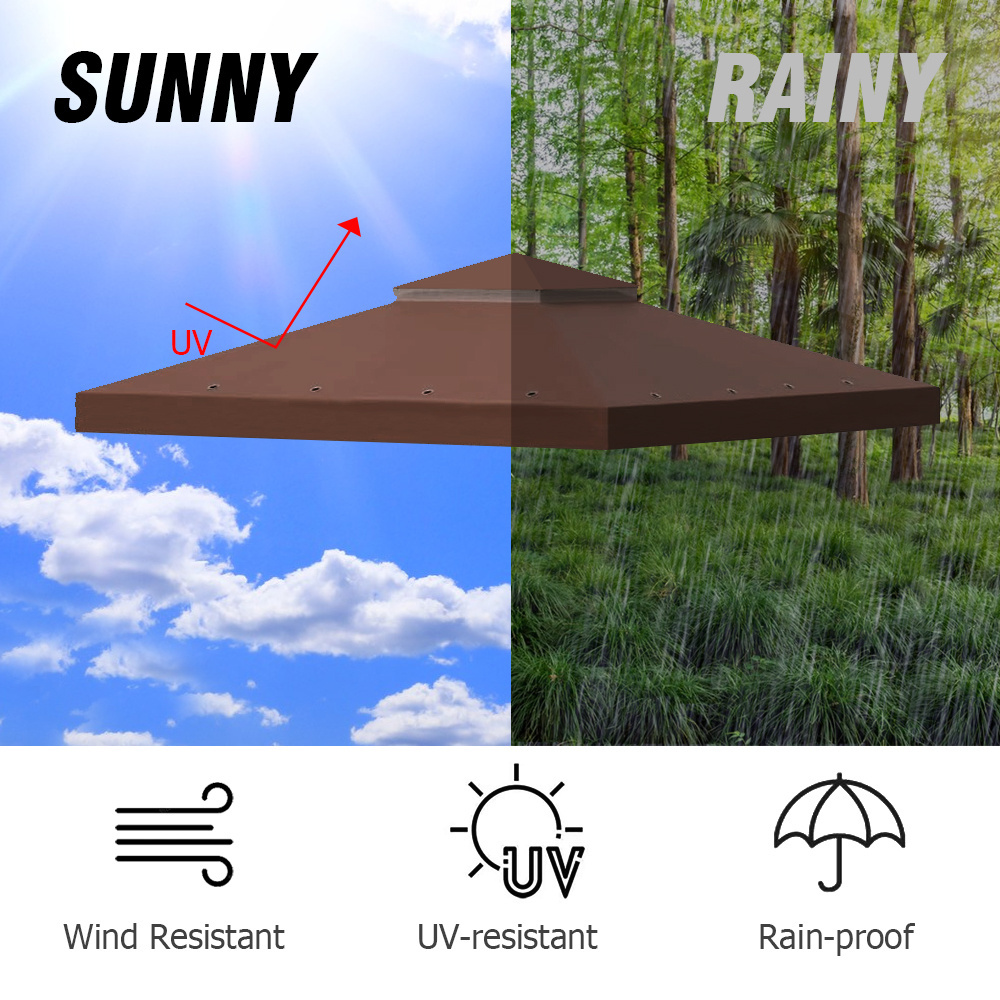 Haideng 2 tier 10x10 waterproof sun protection replacement canopy gazebo top cover outdoor