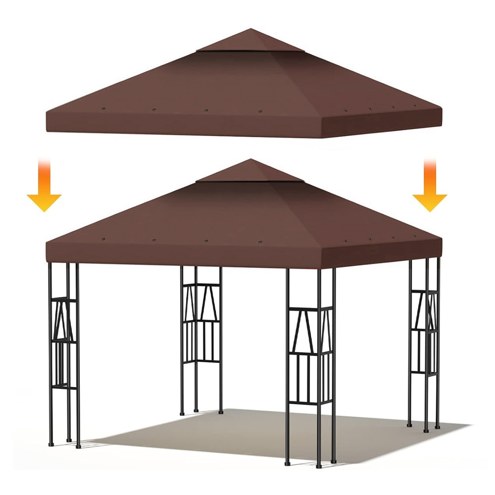 Haideng 2 tier 10x10 waterproof sun protection replacement canopy gazebo top cover outdoor