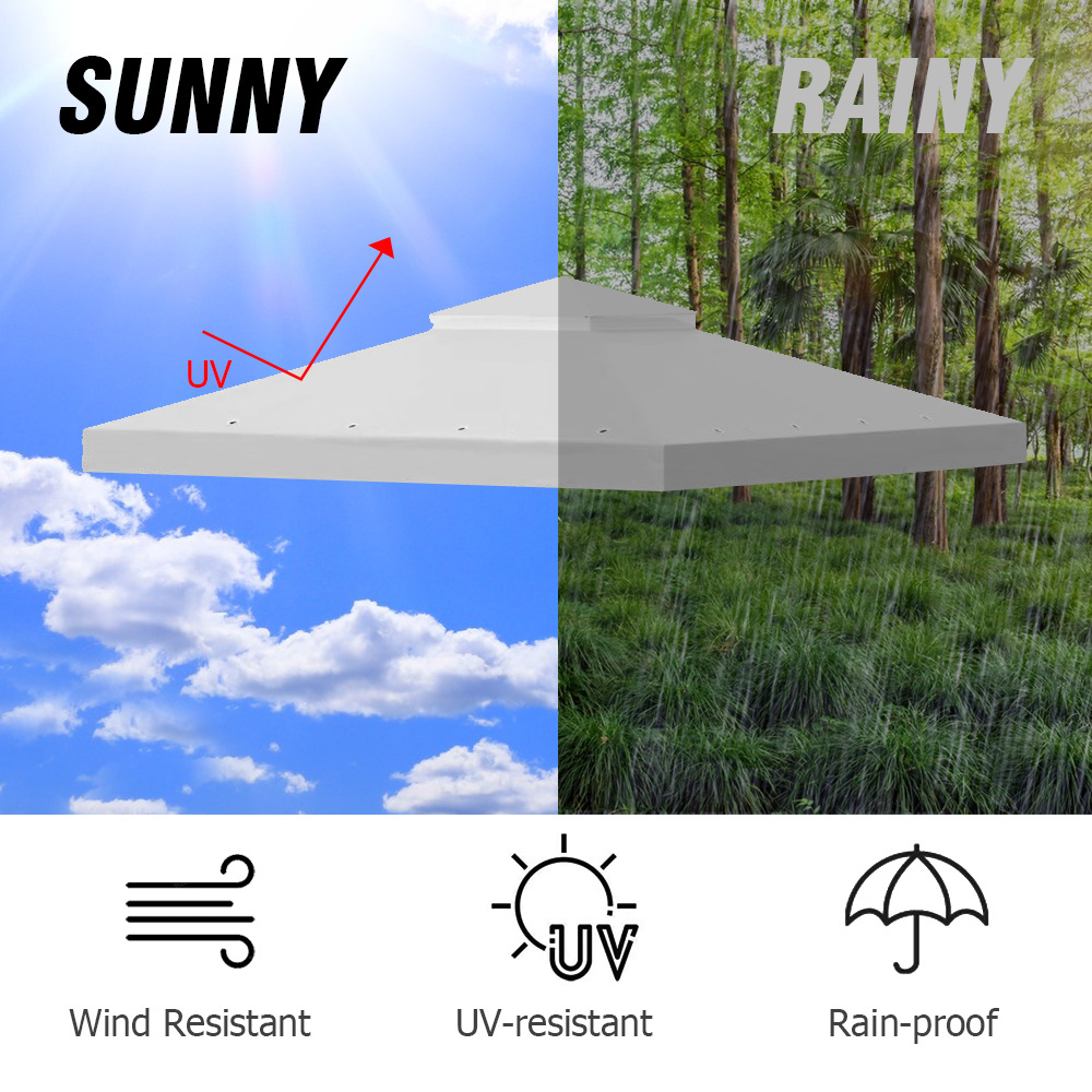 Haideng waterproof sun protection replacement canopy cover for 8 ft x 8 ft gazebo outdoor