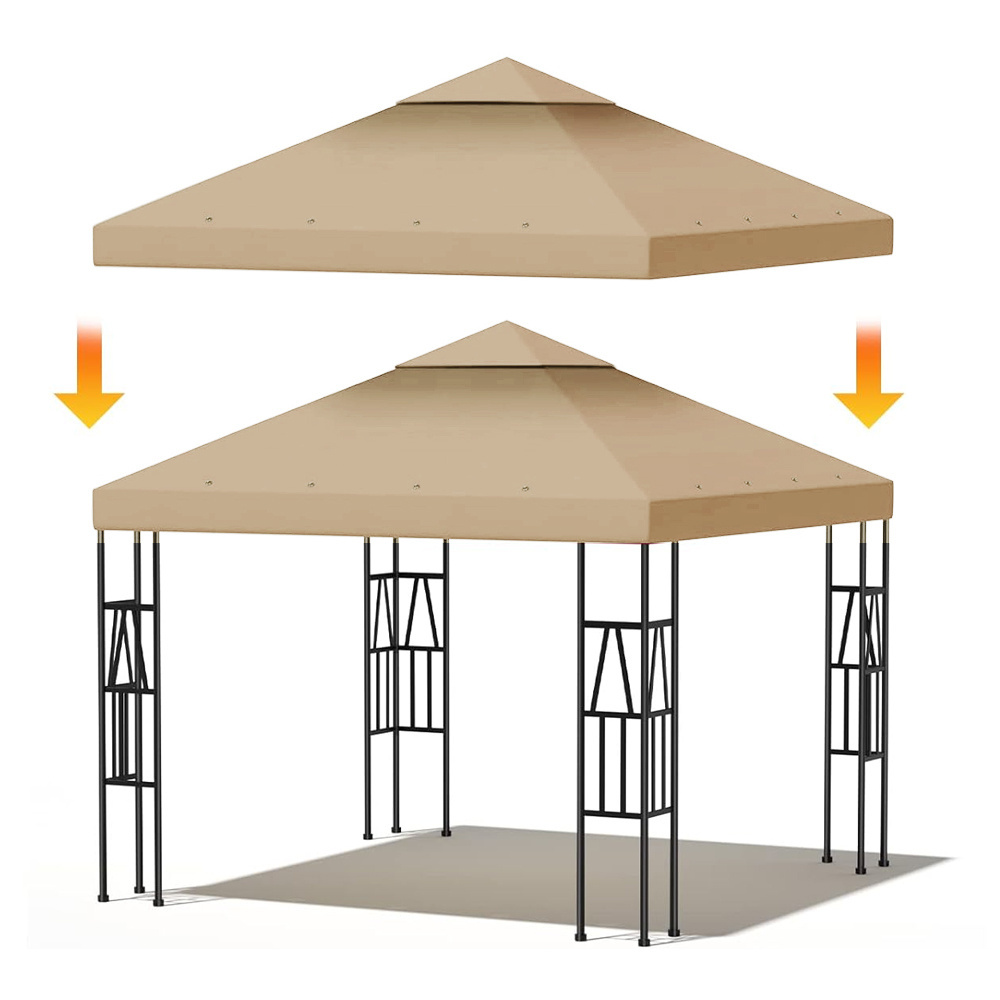 Haideng new 3x3 waterproof fabric replacement gazebo roof cover for patio outdoor