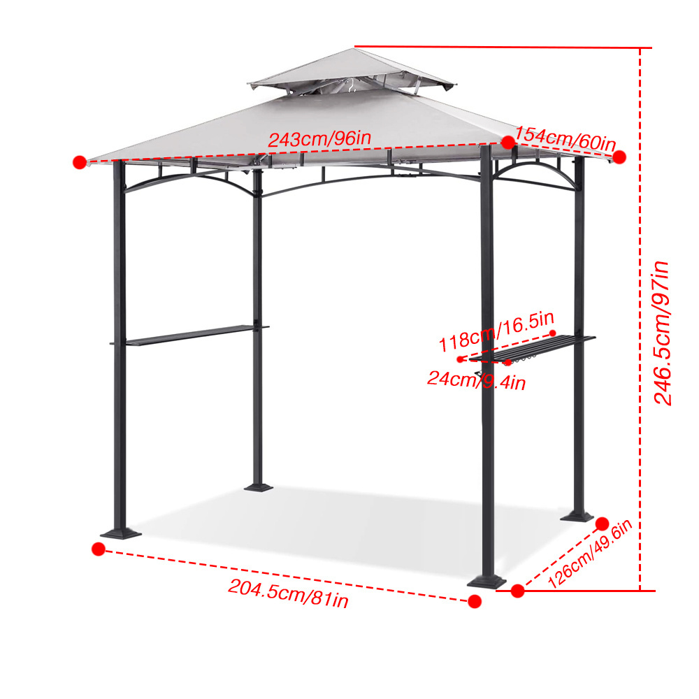 Haideng 5x8 covered bbq gazebo canopy tent with metal roof waterproof for grill outdoor