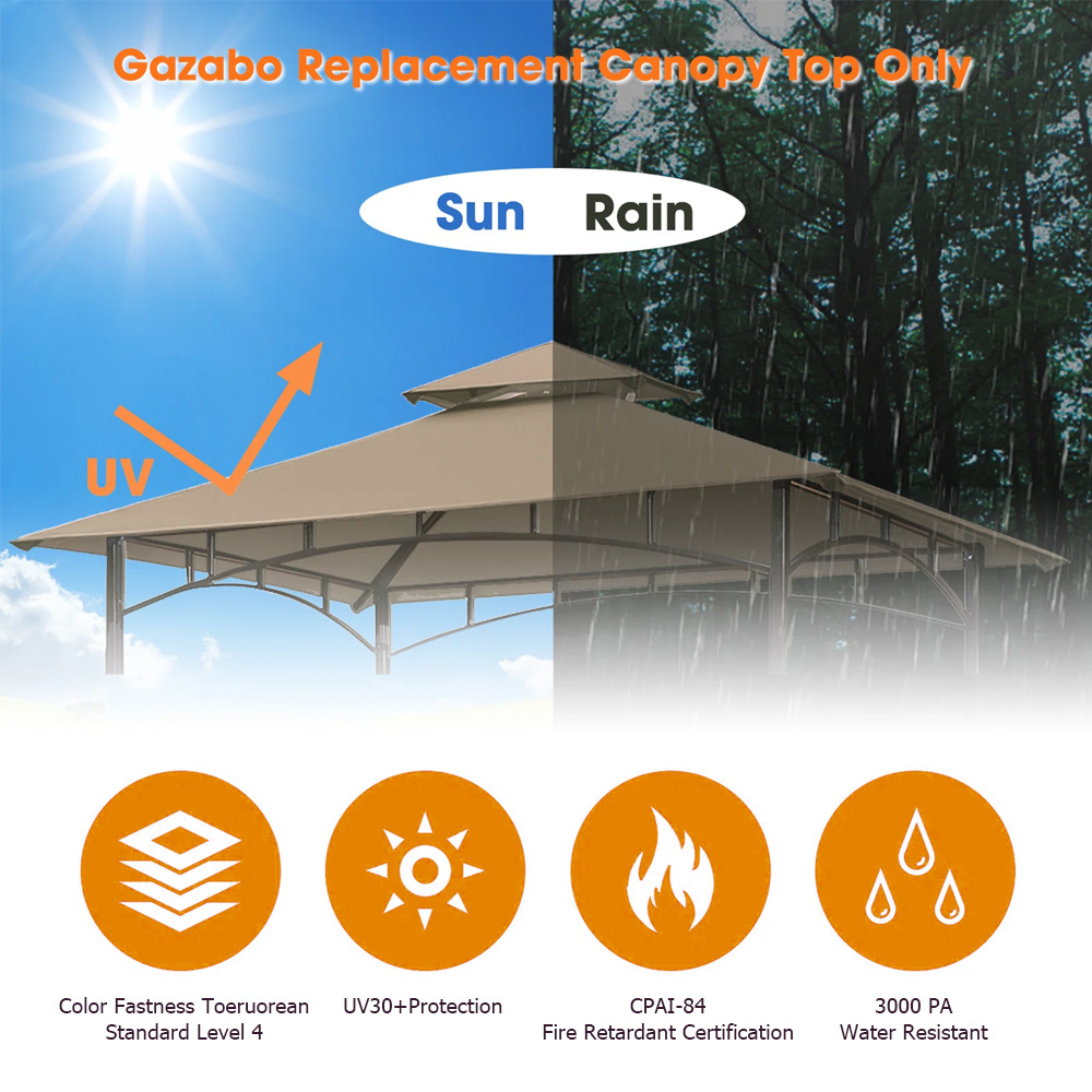 Haideng khaki tent sun protection grill portable gazebo replacement canopy for barbecue