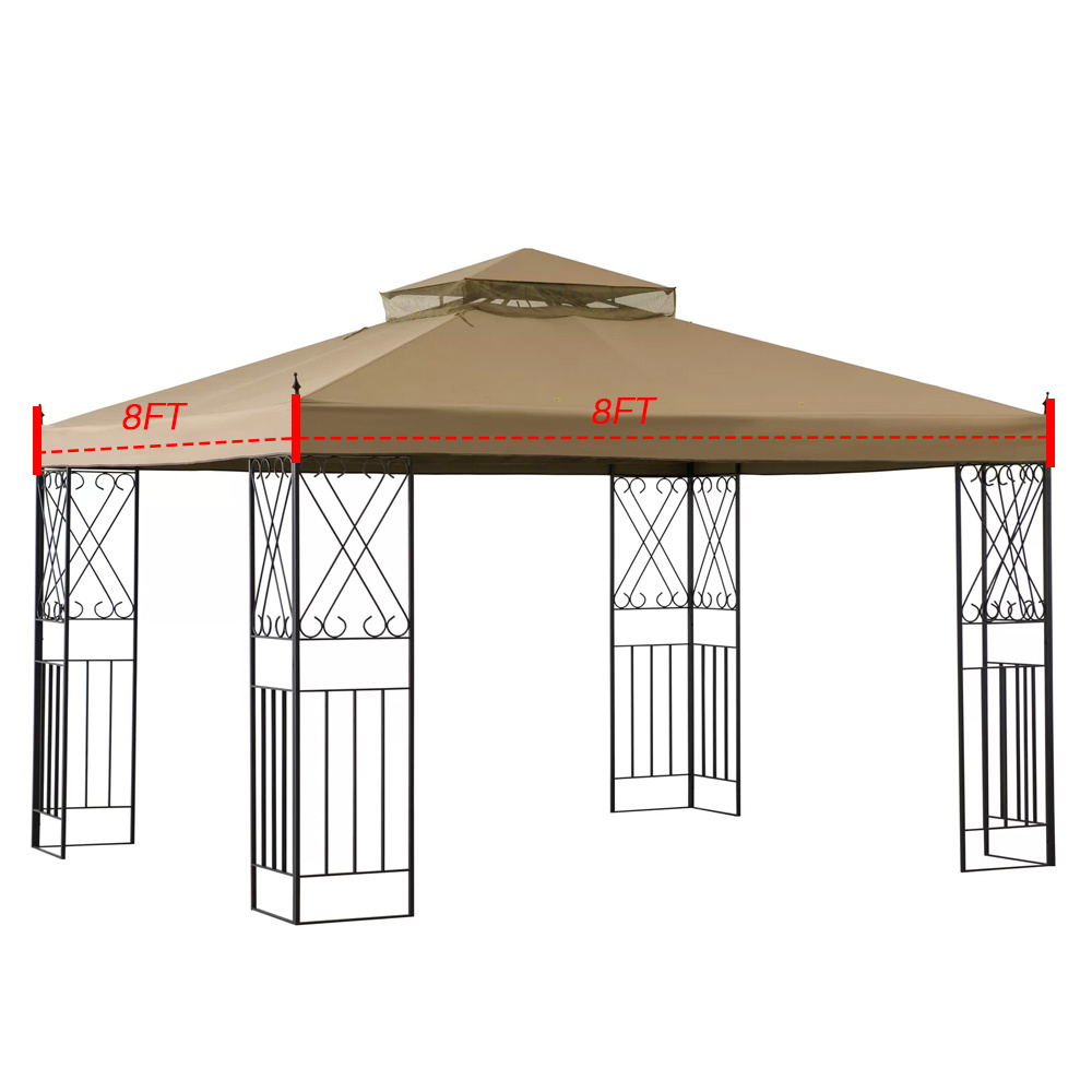 Haideng 8x8 patio soft gazebo replacement canopy top cover waterproof two tier backyard