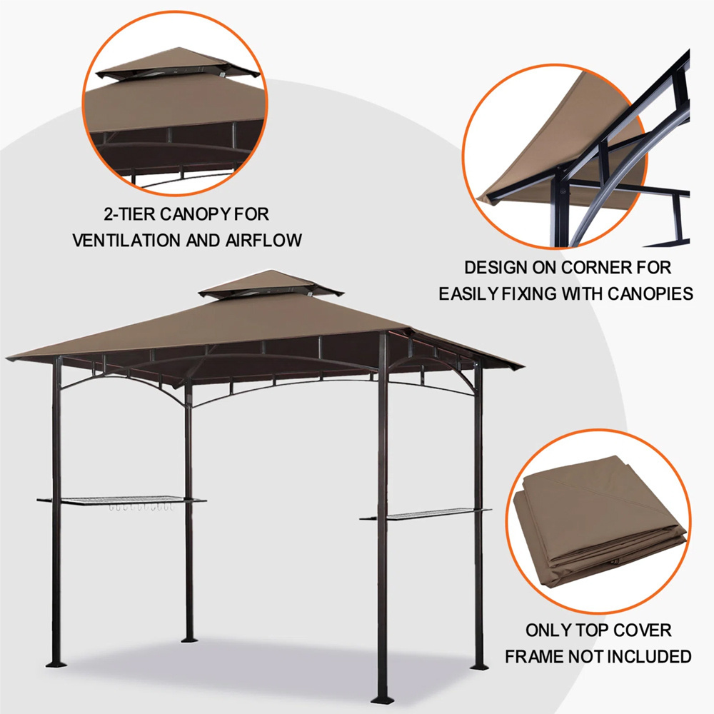 Haideng Air Vent Waterproof 5x8 Grill Gazebo Top Replacement Canopy Cover Lowe's for Sale