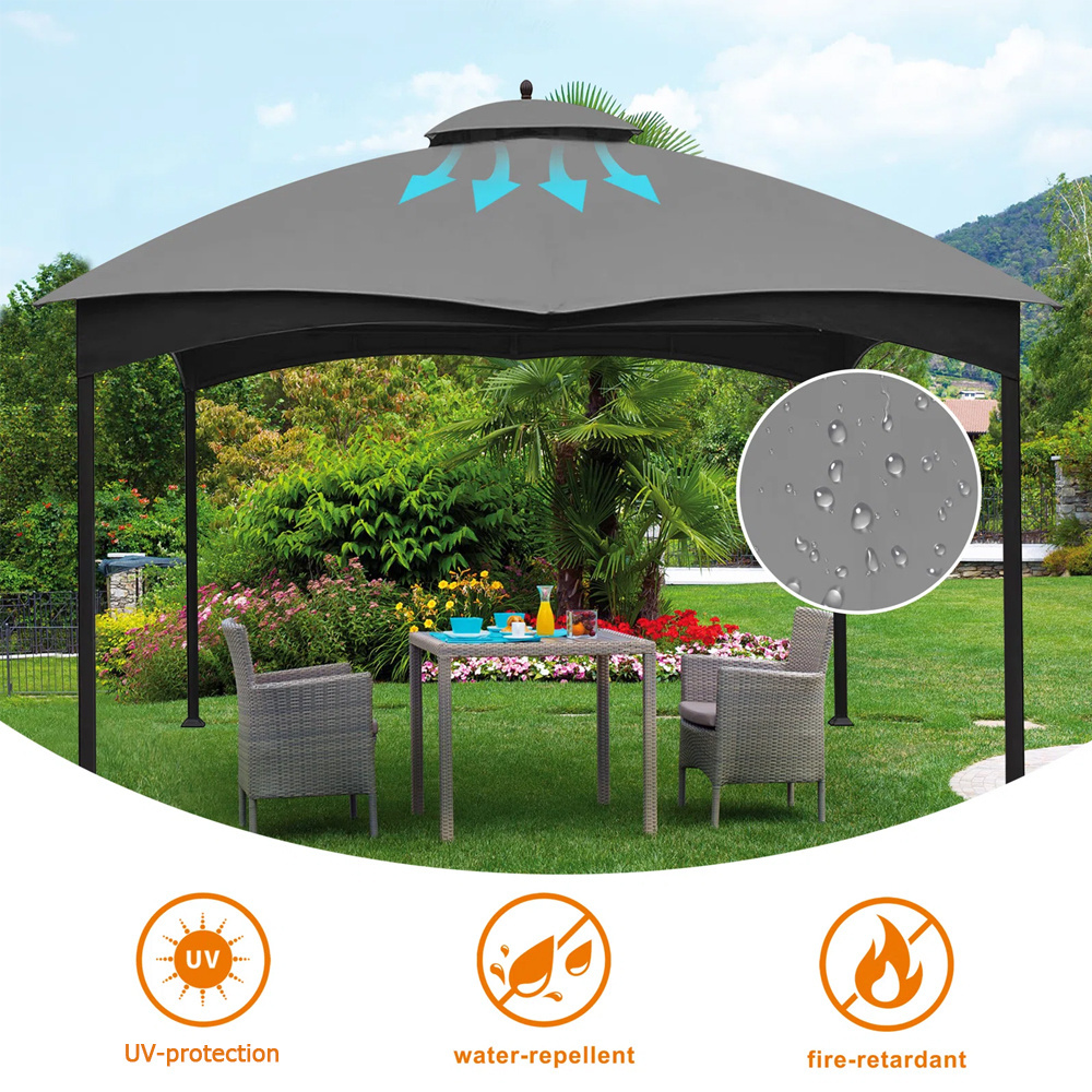 Haideng 10x12 allen and roth pergola gazebo roof replacement two tiers canopy waterproof