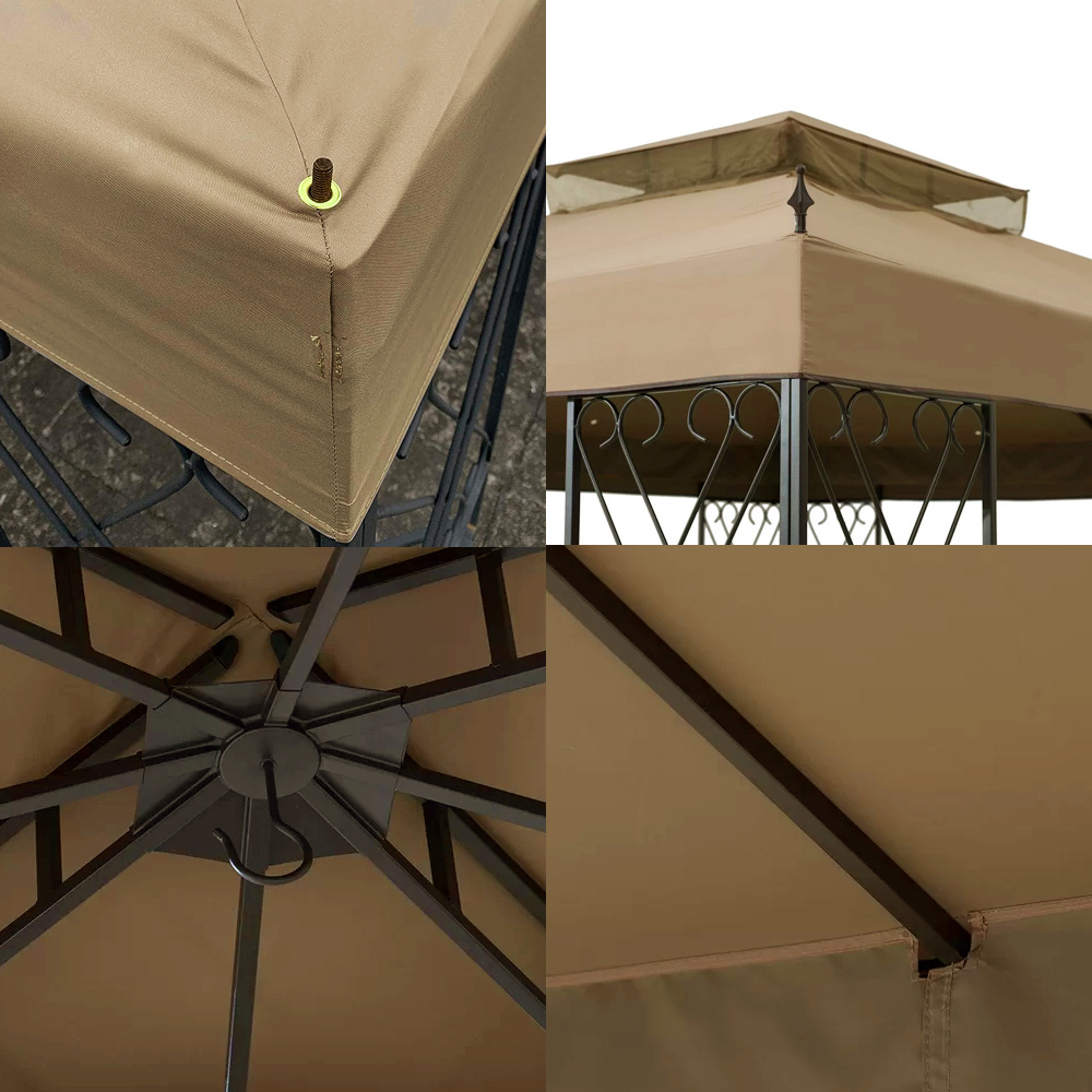 Haideng 8x8 patio soft gazebo replacement canopy top cover waterproof two tier backyard