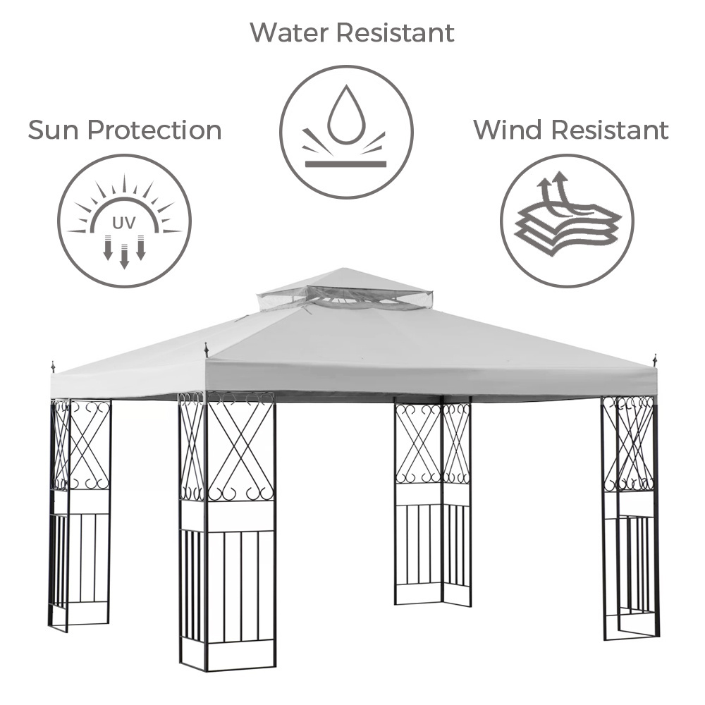 Haideng 8 x 8 two tier waterproof patio canopy replacement cover top only for garden outdoor