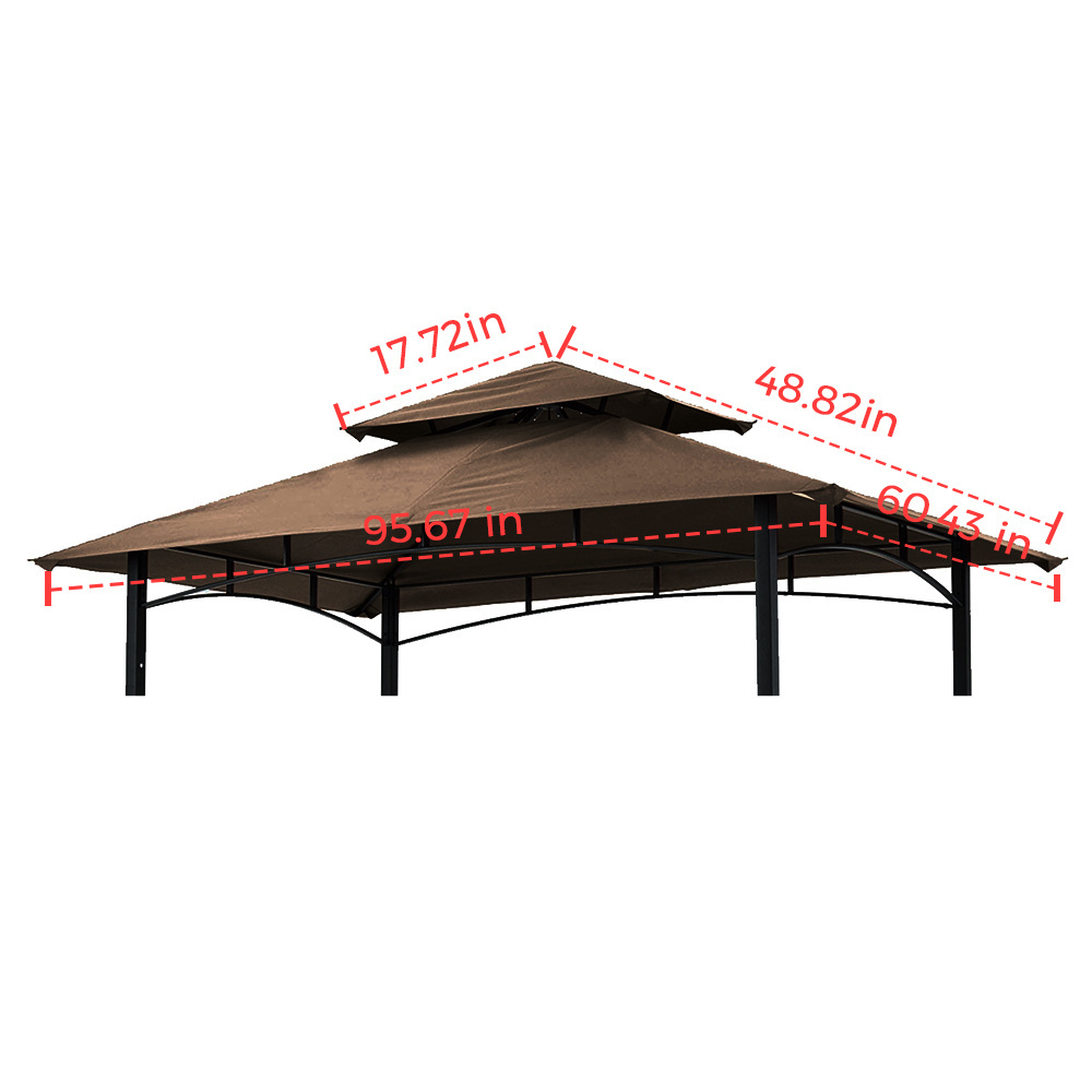 Haideng 8x5 Two Tiers Sun Protection Canopy Bbq Grill Gazebo Replacement Cover for Barbecue