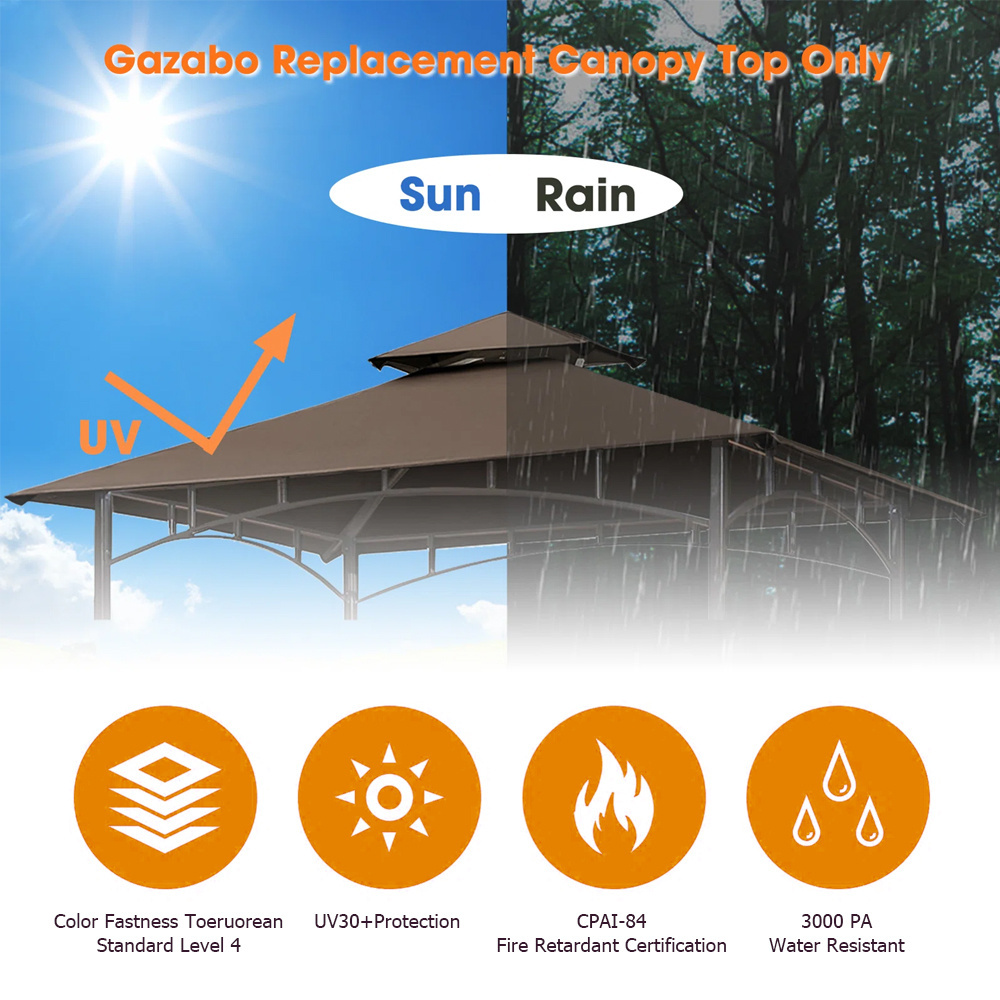 Haideng 5x8 haideng gardenline grill gazebo replacement canopy cover for backyard waterproof