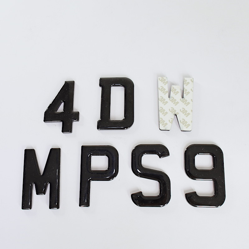 4D 5mm number plate letter Blank UK Acrylic Gel Number 4D letter License Car Plate 4D Back with 3M Adhesive