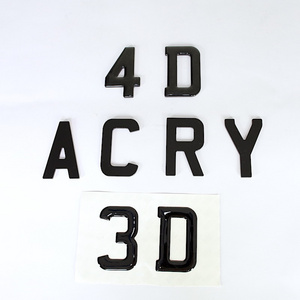 4D 5mm number plate letter Blank UK Acrylic Gel Number 4D letter License Car Plate 4D Back with 3M Adhesive