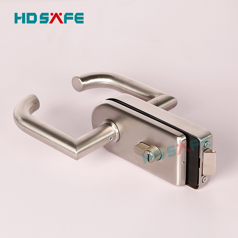 HDSAFE 304/316 stainless steel sliding glass door lock black aluminum office 8-12mm frameless glass door security lock handle