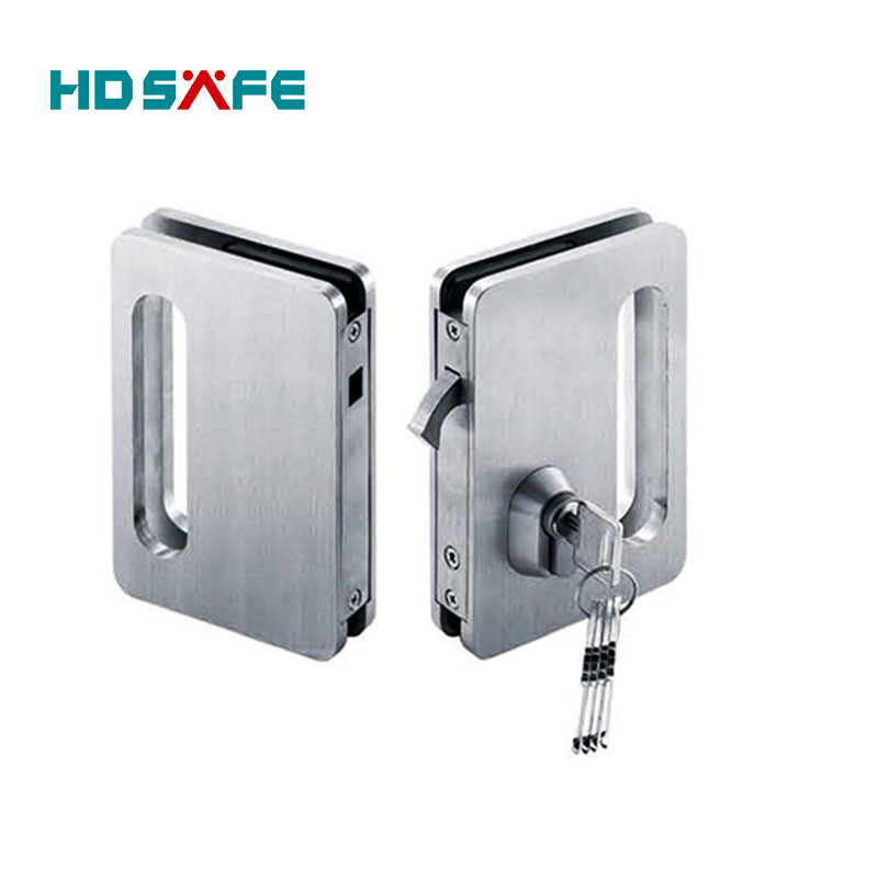 Stainless steel double sliding door lock set with finger pull