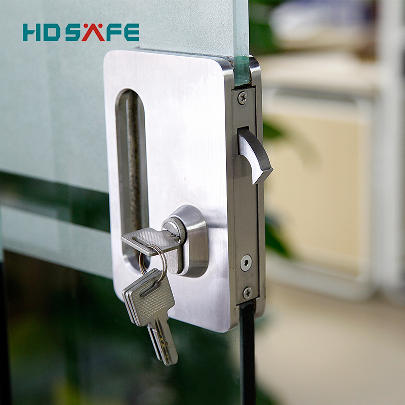 Stainless steel double sliding door lock set with finger pull