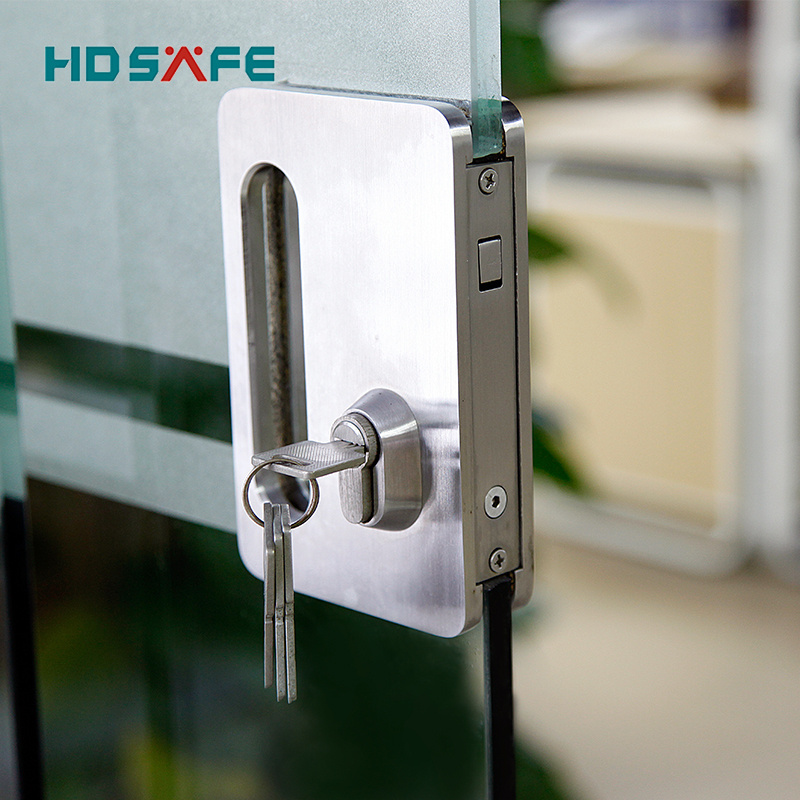 Stainless steel double sliding door lock set with finger pull