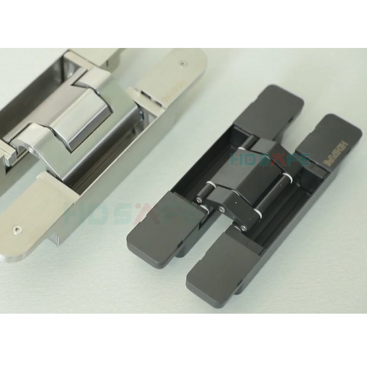 High Quality Heavy Duty 180 degree Hidden Hinge For Wood Door Satin Adjustable Concealed Door Hinge  Black Stainless Steel Hinge