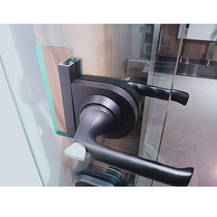 Black aluminum glass door Lock for flush casement swing door 8-12mm glass office bedroom toilet bathroom security door lock key