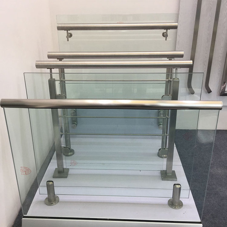 Aluminum u channel balcony glass railing fitting stainless steel balustrade handrail system frameless fence clamp spigot railing