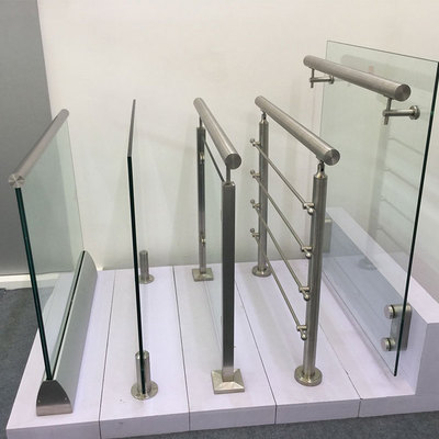 Aluminum u channel balcony glass railing fitting stainless steel balustrade handrail system frameless fence clamp spigot railing