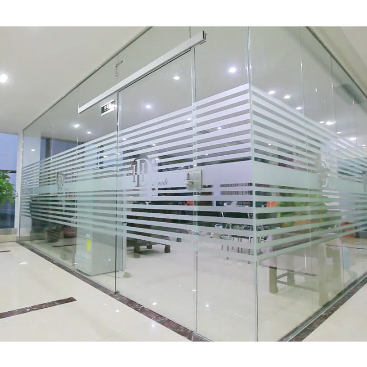 Office divider interior frosted tempered glass door office partition wall room divider panel frameless glass sliding door system