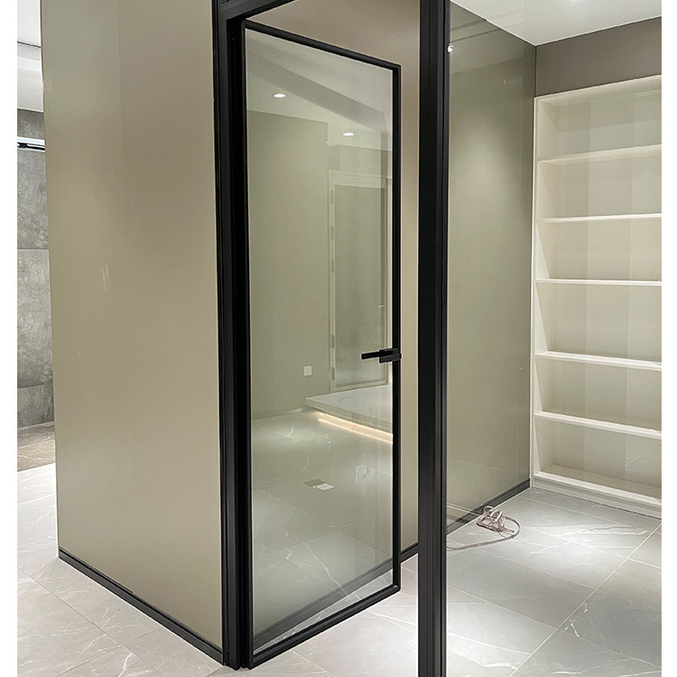 bedroom toilet aluminum swing door system back glass flush door hardware home hotel flusted glass casement interior door swing