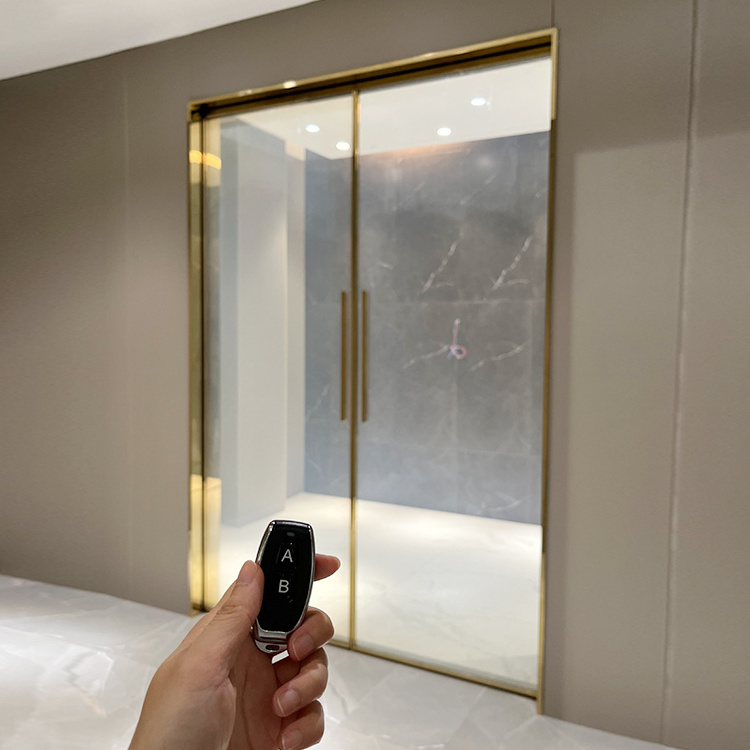 Modern auto sliding door sensor magnetic automatic sliding glass door smart glass film switchable glass aluminum door for home