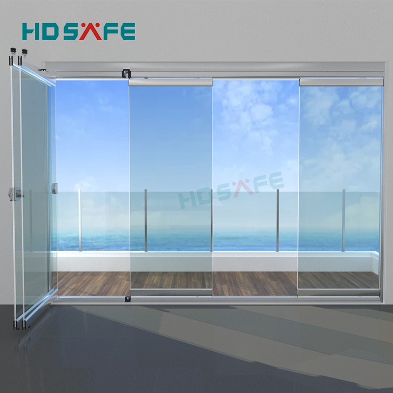 HDSAFE glass movable sliding folding partition system door for exterior used manufacture in Foshan