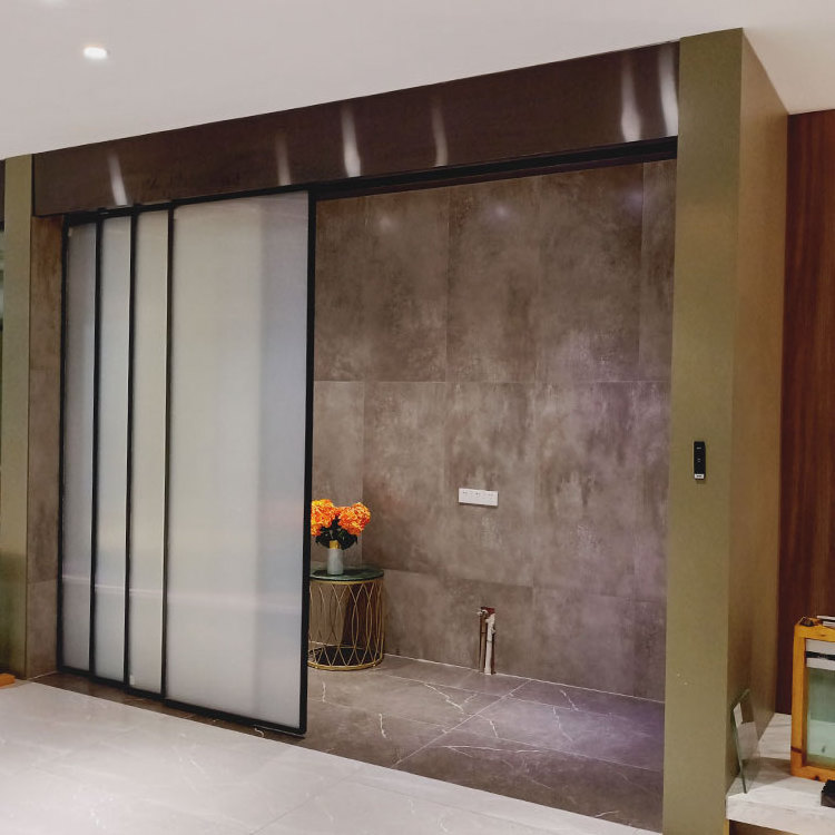 Slim Aluminum Frame Tempered Glass Sliding Door Malaysia Price Office glass Partition Door Sliding Bedroom Cloakroom Glass Doors