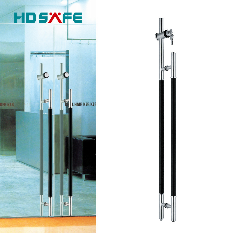 304 Stainless steel commercial glass door pull handles lock