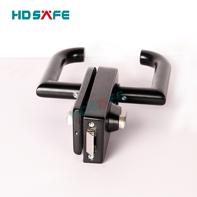 HDSAFE aluminum folding glass door lock hardware 8-12mm frameless swing glass patio door lock exterior office security door lock