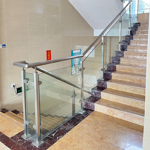 Stainless steel handrail balustrade stair veranda LED glass railing deck exterior balcony cable glass railing glass balustrade