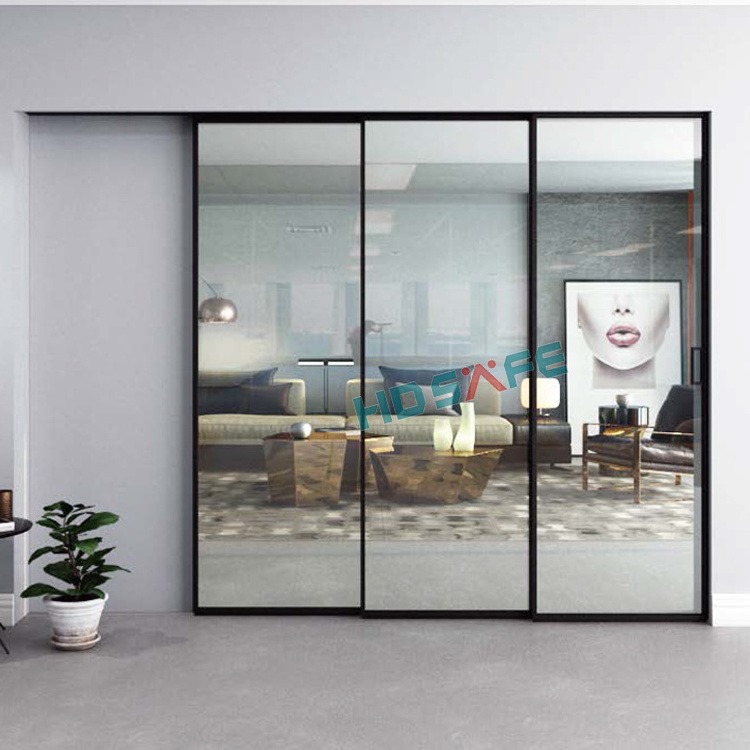 Telescopic Frame Sliding Glass Door Residential Soundproof Design Room Divider Indoor Sliding Glass Wall Sliding Door Aluminum