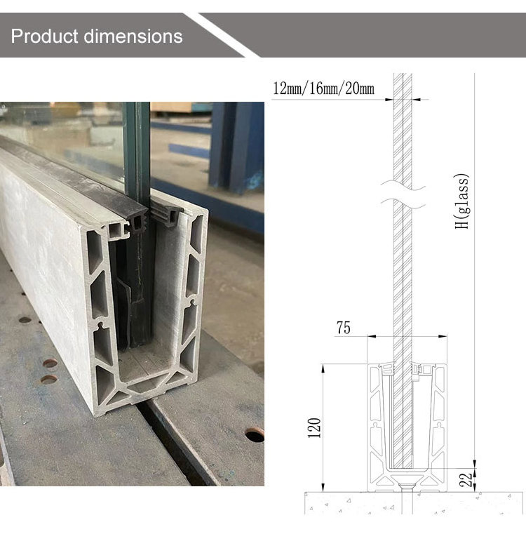 Railing fence accessories outdoor balcony glass frameless balustrade railing clamp aluminum u channel system patio glass railing