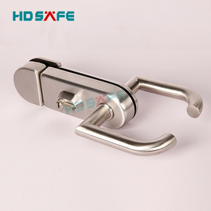 HDSAFE 304/316 stainless steel sliding glass door lock black aluminum office 8-12mm frameless glass door security lock handle