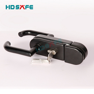 HDSAFE aluminum folding glass door lock hardware 8-12mm frameless swing glass patio door lock exterior office security door lock