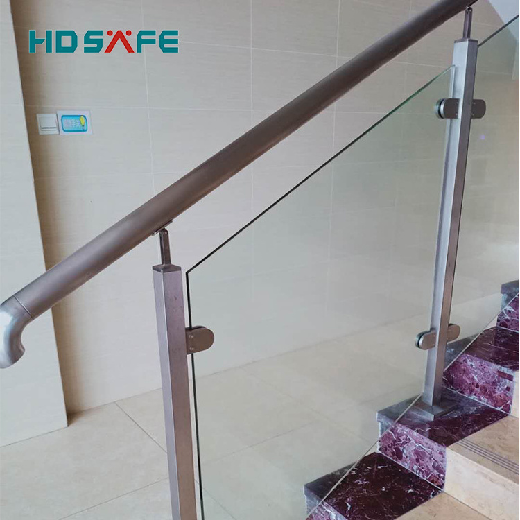 Stainless steel interior staircase  iron designs glass balcony railings