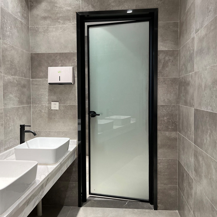 casement swing door house office kitchen bedroom hotel toilet 8mm frosted glass bathroom door aluminum entry interior glass door