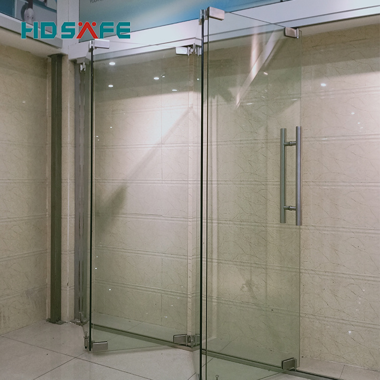 HDSAFE Interior Accordion Frameless Glass Folding Door Exterior 8-12mm Glass Stainless Steel Hinge Patio bi fold Doors Hardware