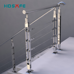 Stainless steel balcony railing decorative stair cable railing system angle glass clamp handrail post interior modern stair rail