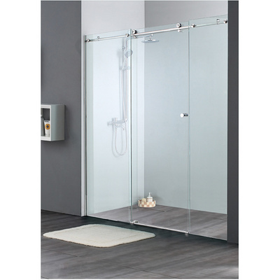 Bathroom glass shower door sliding foshan easy Install Black frameless clear frosted glass shower room enclosure for hotel villa