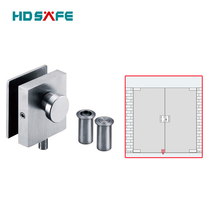 8-12mm Frameless Tempered Glass Door Lock Bolt  Modem Bottom Door Lock For office Stainless Steel Sliding Glass Door Lock System