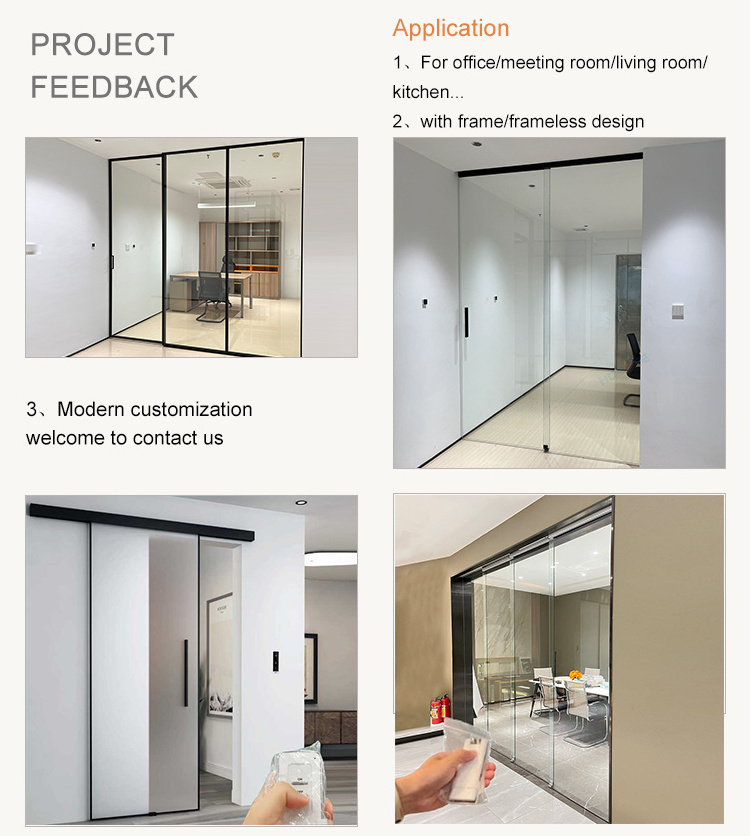 HDSAFE automatic slide door system automatic glass sensor door auto smart glass sensor Office glass partition sliding door