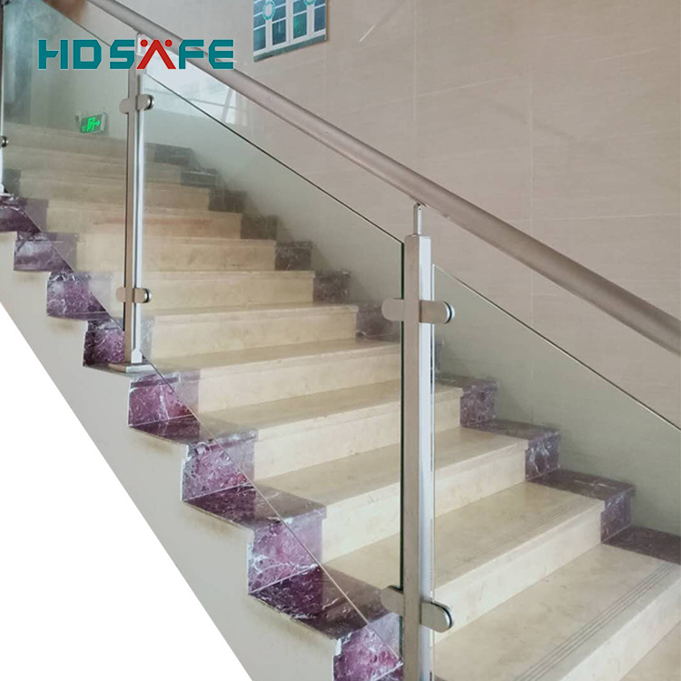 Stainless steel interior staircase  iron designs glass balcony railings