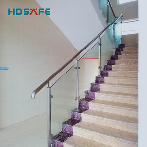 Stainless steel interior staircase  iron designs glass balcony railings