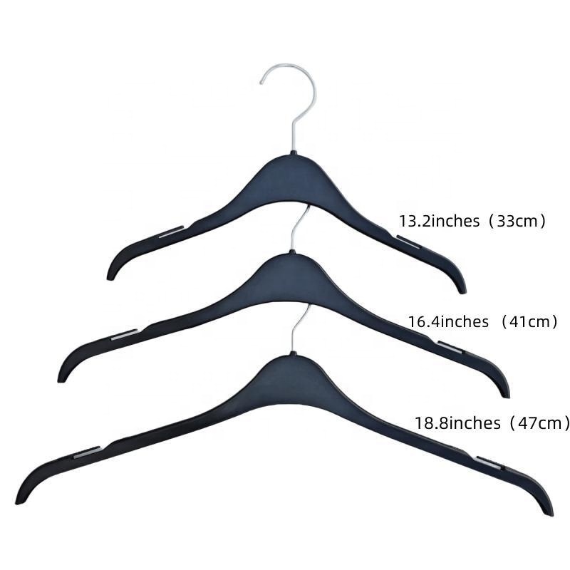 Spot Goods SH4LN Women's Thick Plastic Hanger Swivel Hook Hanger Black 16-Inch Plastic Coat Hanger