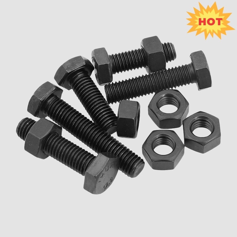 High Strength 8.8 10.9 12.9 Level Steel Outer Hex Head Bolts with Full & Half Teeth Oxidized Black Finish DIN Standard