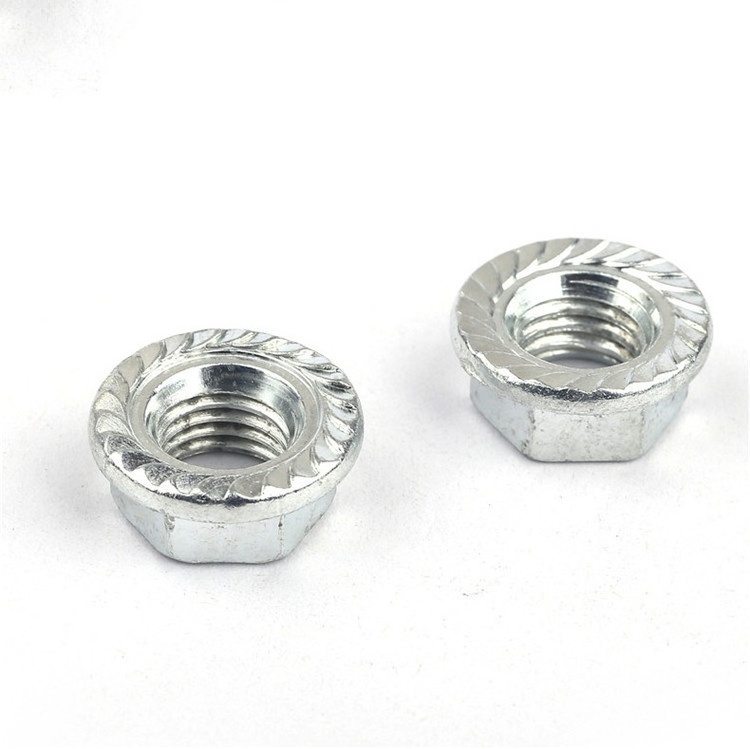 High Quality Supply M4-M24 Flange Nuts DIN6923 BZP/YZP  Galvanized Round Self Locking Hex Flange Nut With Serrated