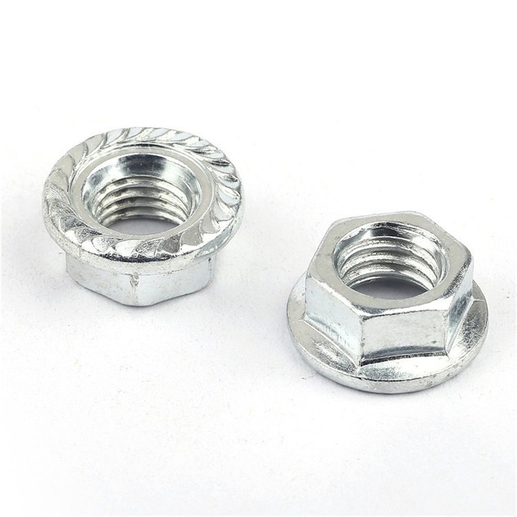 High Quality Supply M4-M24 Flange Nuts DIN6923 BZP/YZP  Galvanized Round Self Locking Hex Flange Nut With Serrated